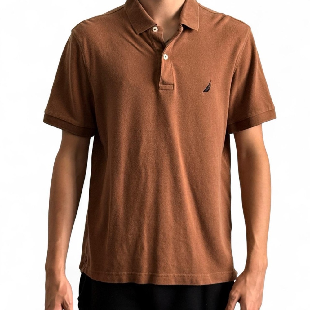 Brown Nautica Men's Short Sleeve Polo Shirt, Size M